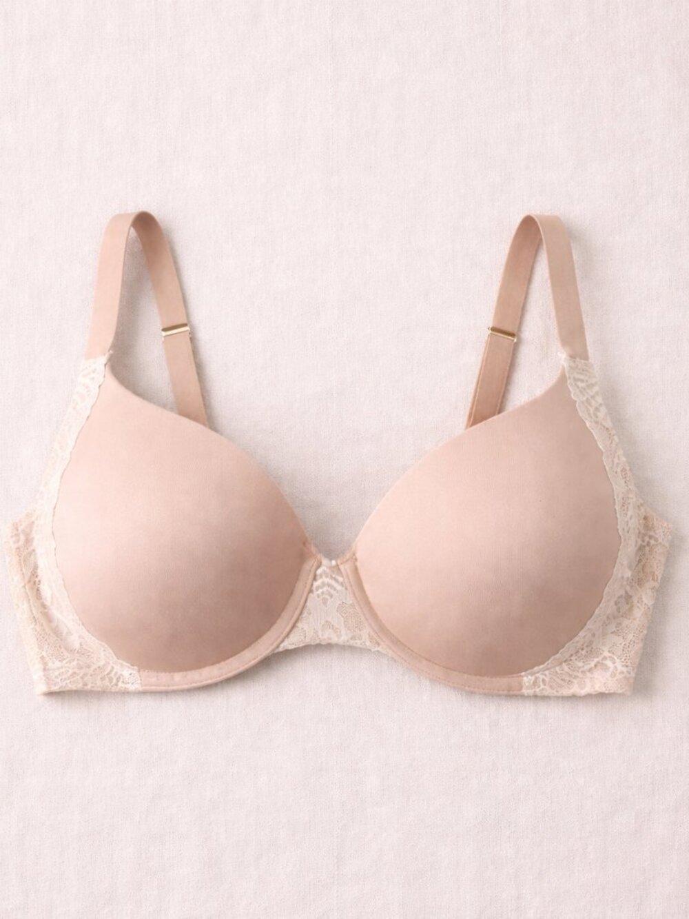 Vanity Fair 75260 Flattering Lift T-Shirt Bra Nude Lace Underwire 36C NWOT